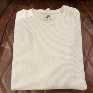 Zara White Ribbed Sweater
